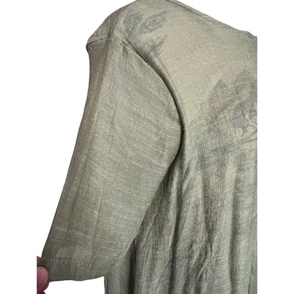 Cream Floral Green Duster Sheath Midi Dress 3XL Country Church Office - Picture 9 of 13